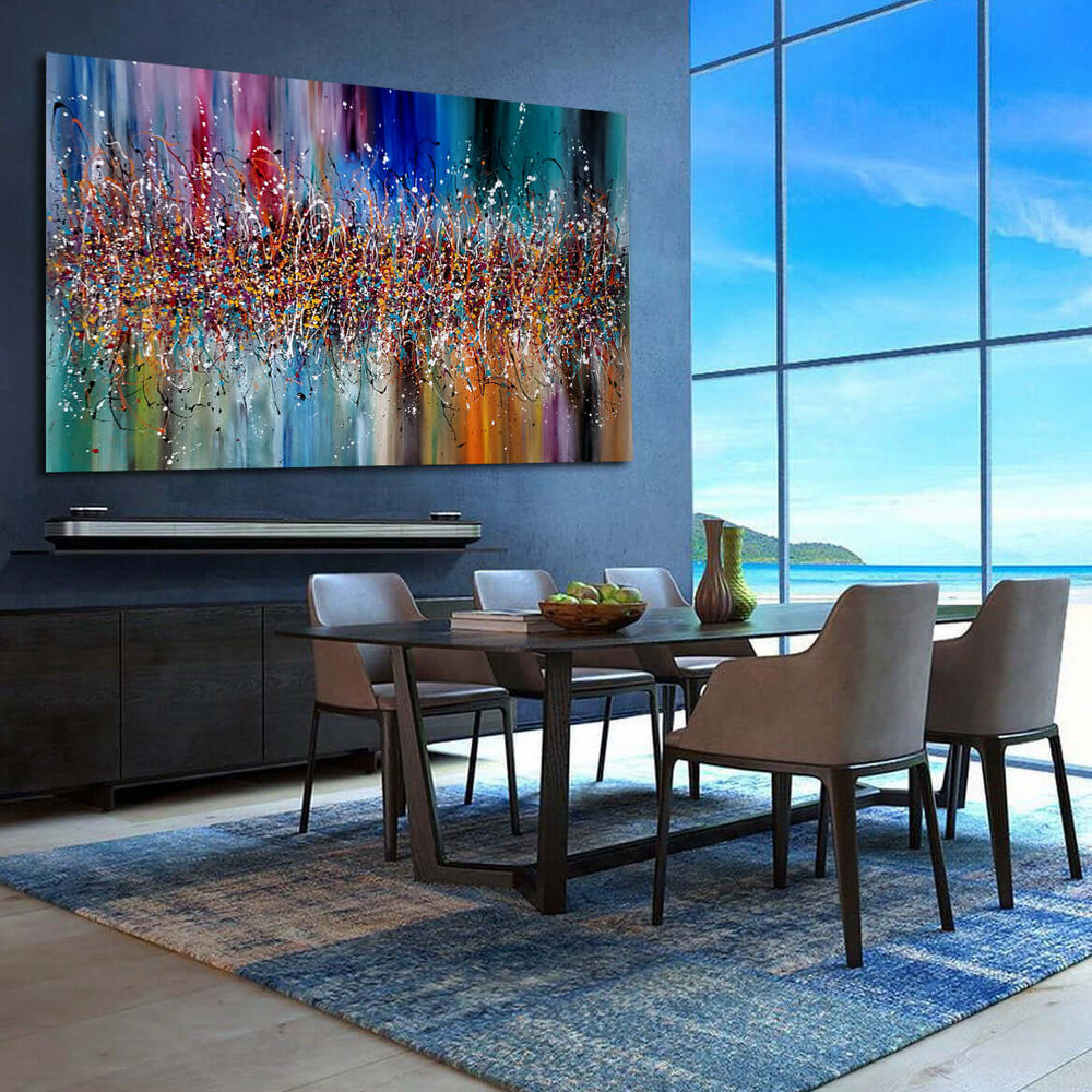 Paintings for Sale Abstract Paintings Jackson Pollock Multicolor Drip Style Art on Canvas, large Wall Art - Heavenly Beauty