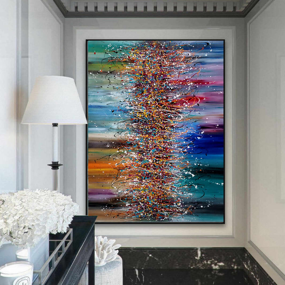 Paintings for Sale Abstract Paintings Jackson Pollock Multicolor Drip Style Art on Canvas, large Wall Art - Heavenly Beauty