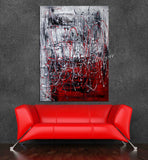 Red Painting Abstract, large Wall Art - Ice and Fire - LargeModernArt