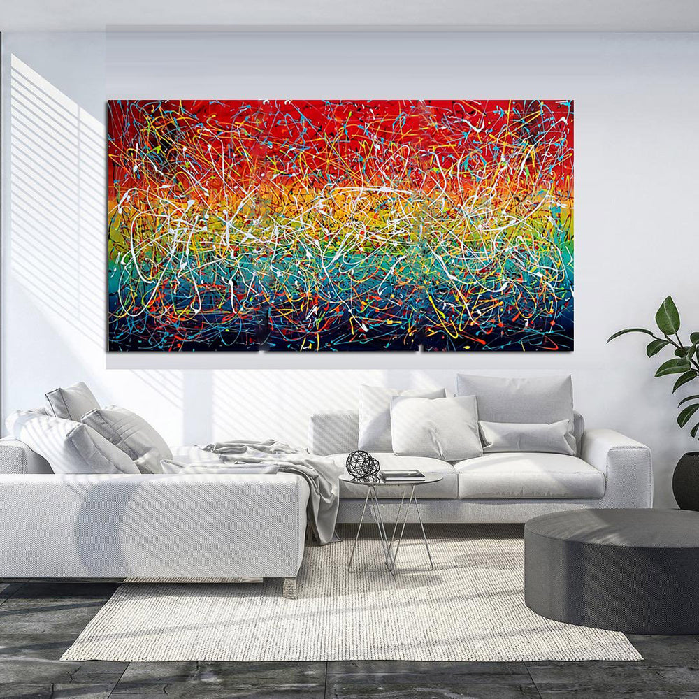 Jackson Pollock Style Modern Art 72, Wall Art Home Decor - Icy Hot