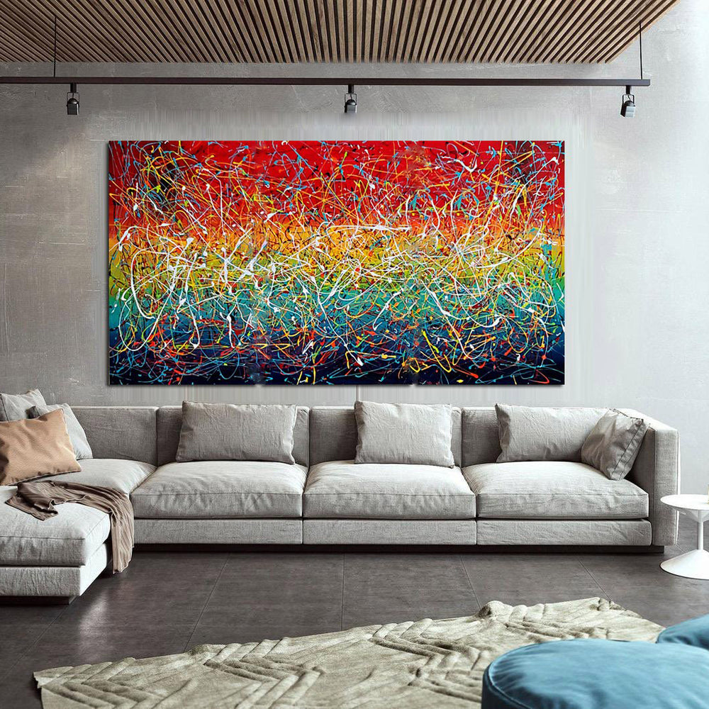 Jackson Pollock Style Modern Art 72, Wall Art Home Decor - Icy Hot