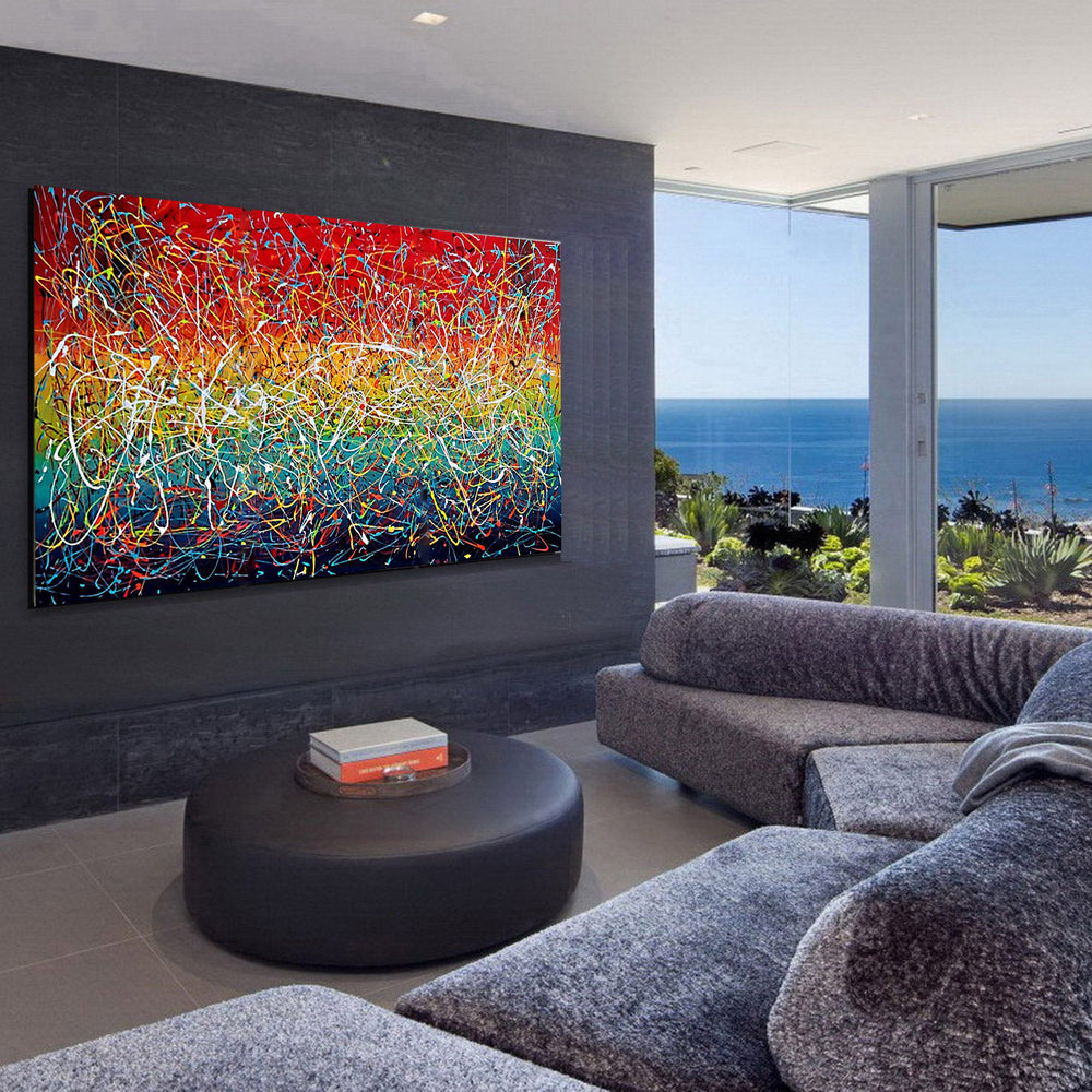 Jackson Pollock Style Modern Art 72, Wall Art Home Decor - Icy Hot