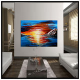 Large Ocean Painting  - Last Sunset - LargeModernArt
