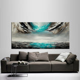 Large Ocean Art Teal Turquoise Paintings - Modern Wall Art - Ocean Paradise 40 - LargeModernArt
