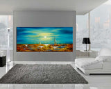 Large Ocean Art Oil Painting on Canvas Modern Wall Art Seascape - Ocean Journey 2 - LargeModernArt