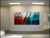 Red Ocean Paintings Abstract art Ocean Decor Large Painting Wall Art- Ocean effect - LargeModernArt