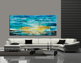 Large Ocean Art Oil Painting on Canvas Modern Wall Art Seascape - Ocean Journey 16 - LargeModernArt