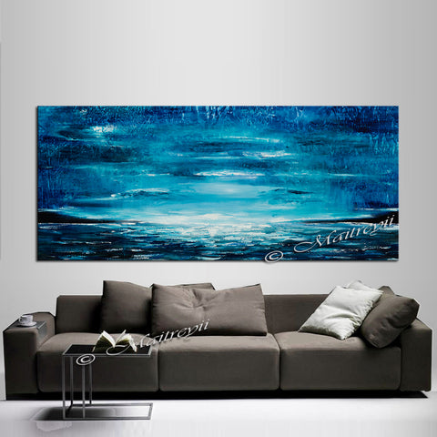 Large Ocean Art Oil Painting on Canvas Modern Wall Art Seascape - Ocean Journey 22 - LargeModernArt