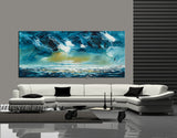 Large Ocean Art Oil Painting on Canvas Modern Wall Art Seascape Painting - Seascape 3 - LargeModernArt
