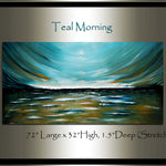 Teal Morning Modern Abstract Art on Canvas Wall Art Original Paintings For Sale - LargeModernArt
