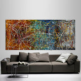 Jackson Pollock Style | Abstract artwork large oil painting on canvas modern wall art - Vintage Beauty 19 - LargeModernArt