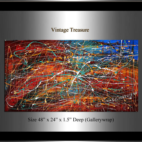 Abstract Art Painting For Sale, Extremely Modern Style Multicolored Interior Decor - Vintage Treasure - LargeModernArt