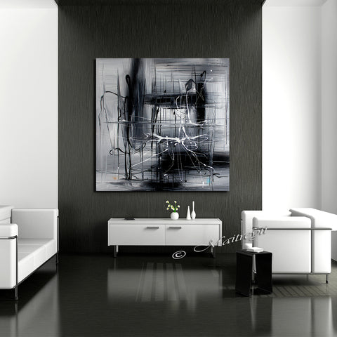 Original Abstract Art For Sale - Shades of Black - LargeModernArt